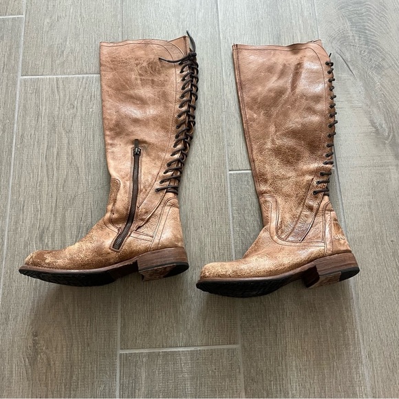 Bed Stu Women’s Distressed Leather Back Lace Tall Carmel Lux Boots- 8.5 - Picture 7 of 11